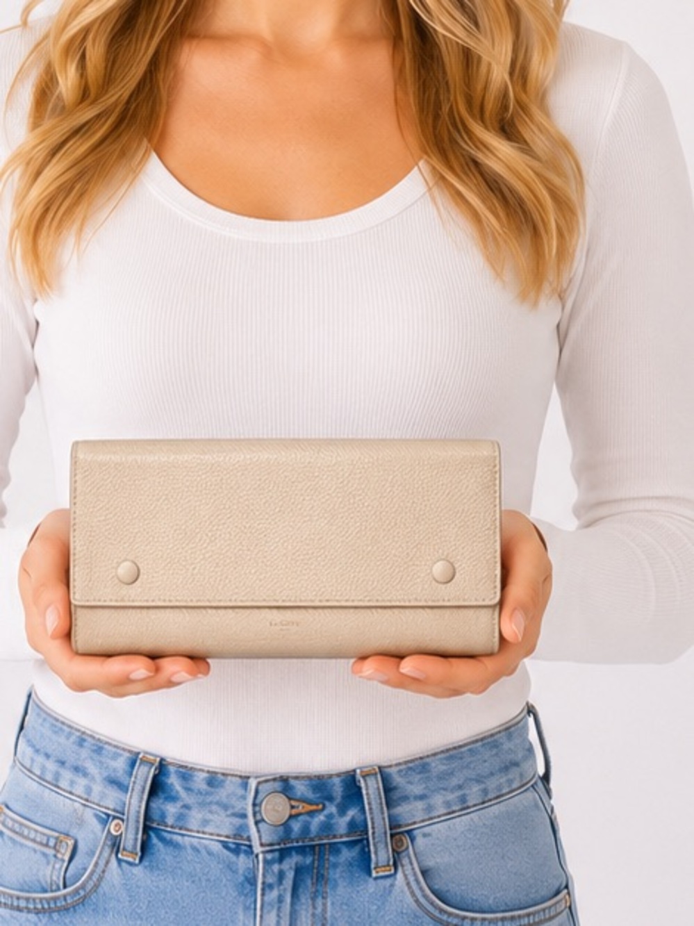 Celine Large Flap Continental Long Double Snap Trifold Wallet Grained Calfskin